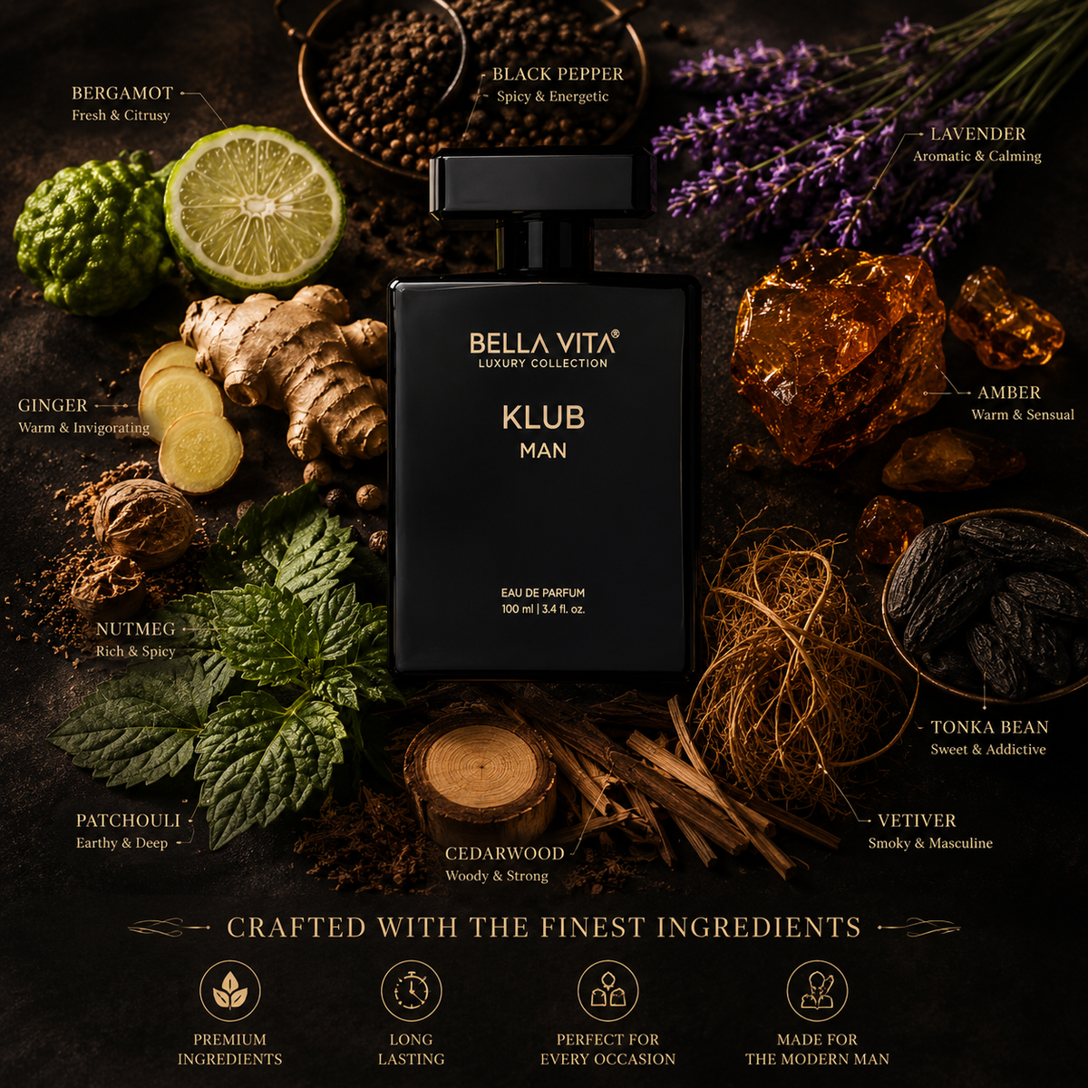 Bella Vita KLUB Man Perfume 100ml Eau De Parfum for Men