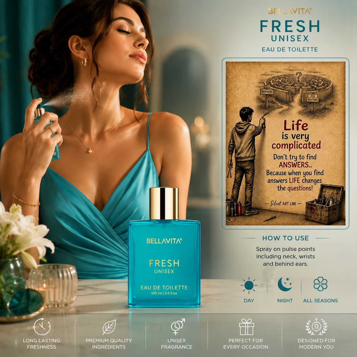 Bella Vita Fresh Unisex Eau de Toilette Perfume 100ml