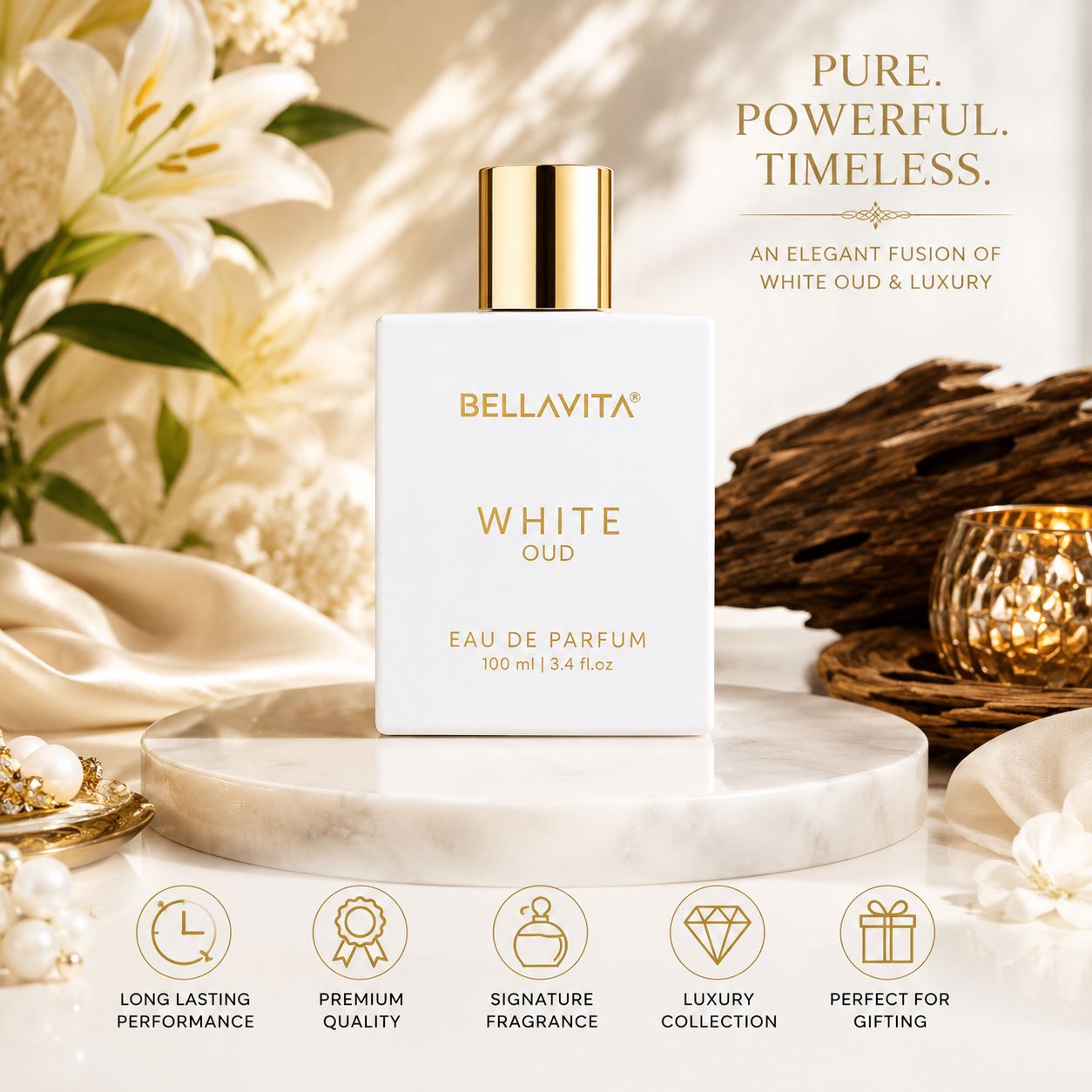 BellaVita White Oud Unisex Eau de Parfum – 100ml