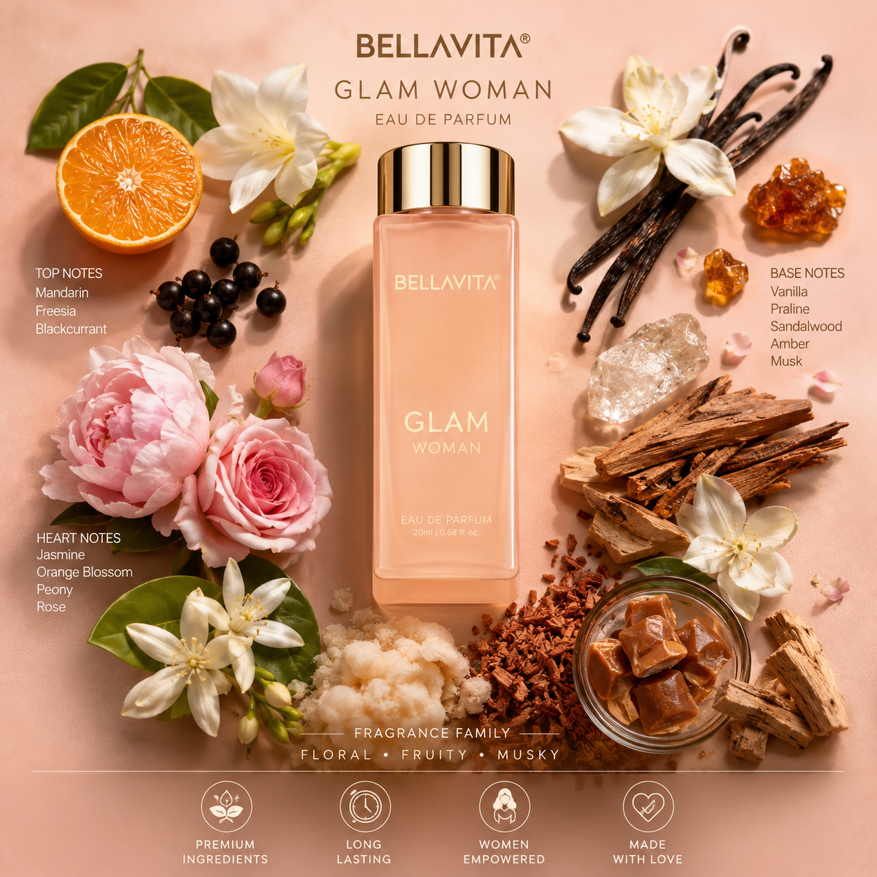 BellaVita GLAM Woman Perfume 20ml | Eau De Parfum for Women