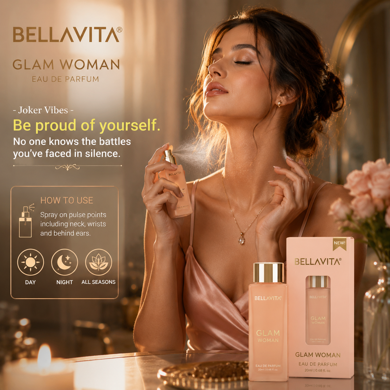 BellaVita GLAM Woman Perfume 20ml | Eau De Parfum for Women