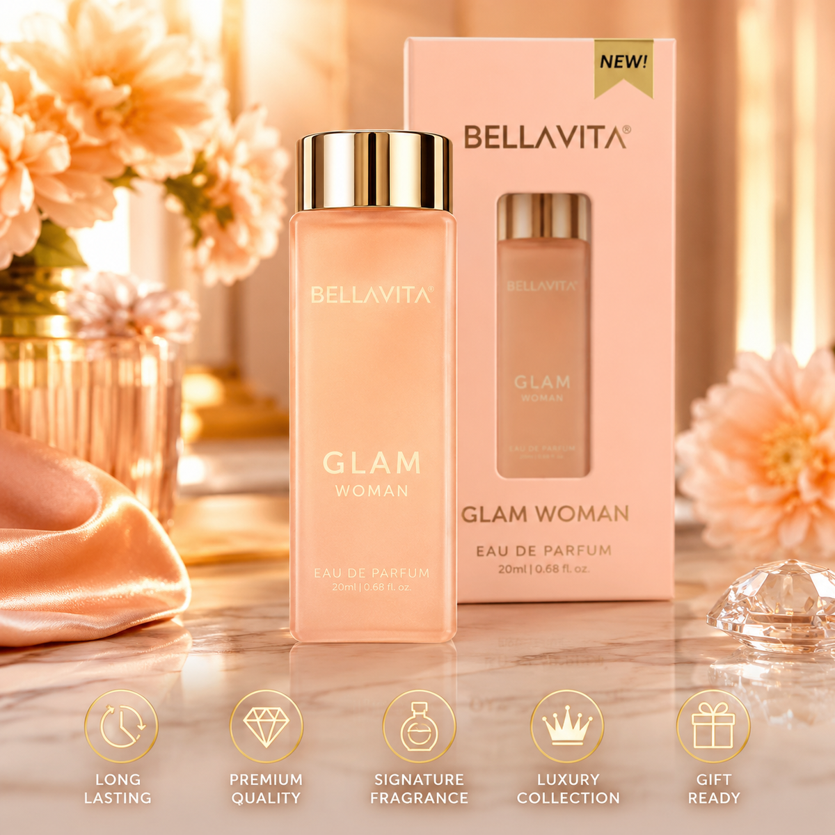 BellaVita GLAM Woman Perfume 20ml | Eau De Parfum for Women