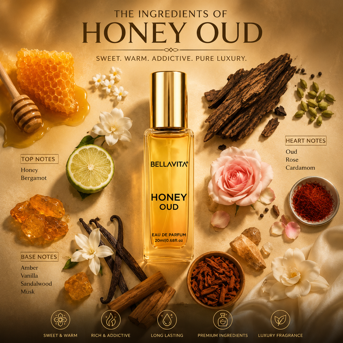 Bella Vita Honey Oud Eau de Parfum 20ml – Unisex Perfume