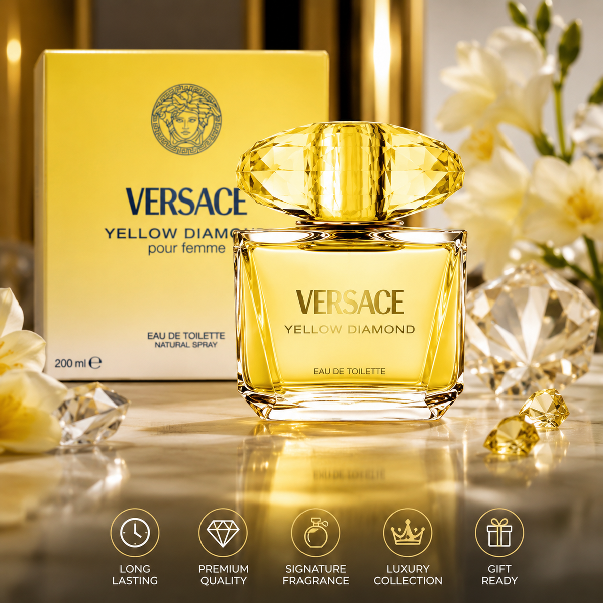 Versace Yellow Diamond Pour Femme Eau de Toilette 200ml – Women's Fragrance