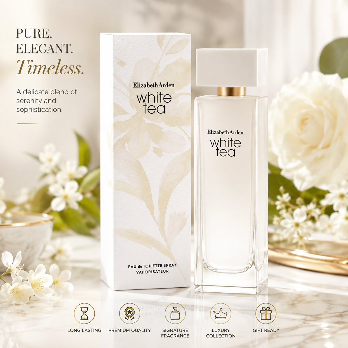 Elizabeth Arden White Tea Eau de Toilette Spray – Women’s Fragrance 100 ml
