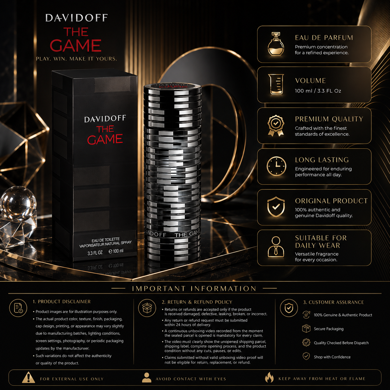Davidoff The Game Eau de Toilette for Men 100ml