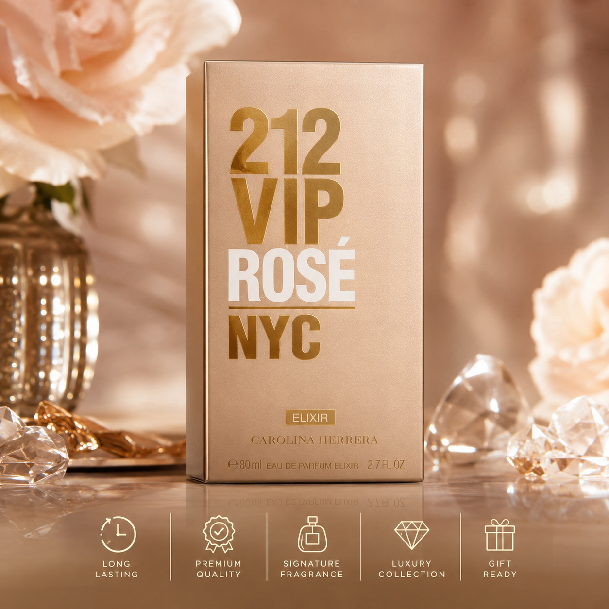 Carolina Herrera 212 VIP Rosé Elixir Eau de Parfum for Women – 80ml