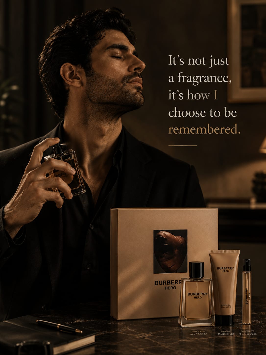 Burberry Hero Eau de Toilette Gift Set for Men – 100ml + Shower Gel 75ml + Perfume Spray 10ml