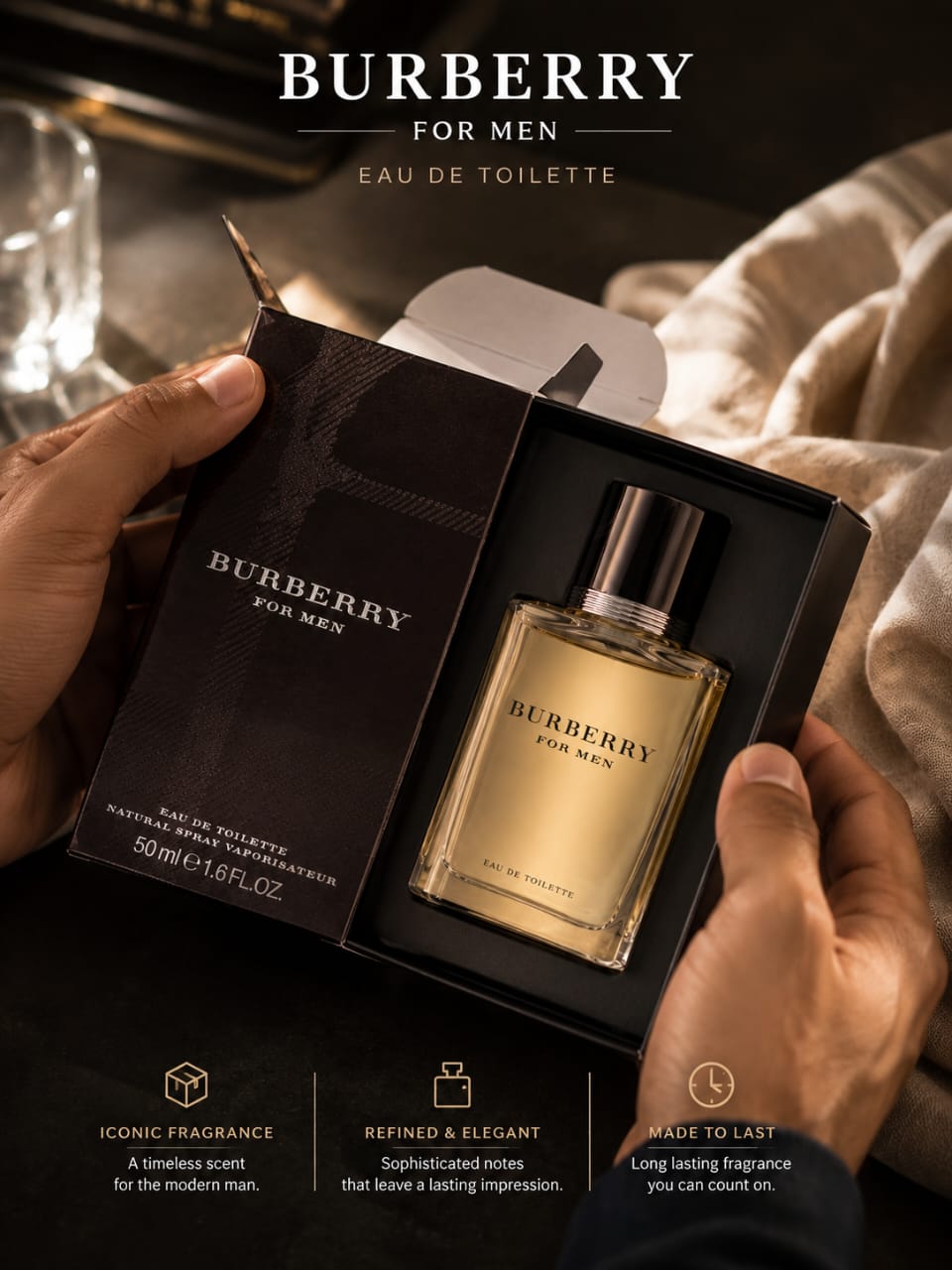 Burberry For Men Eau de Toilette 50ml – Men's Fresh Woody Fragrance