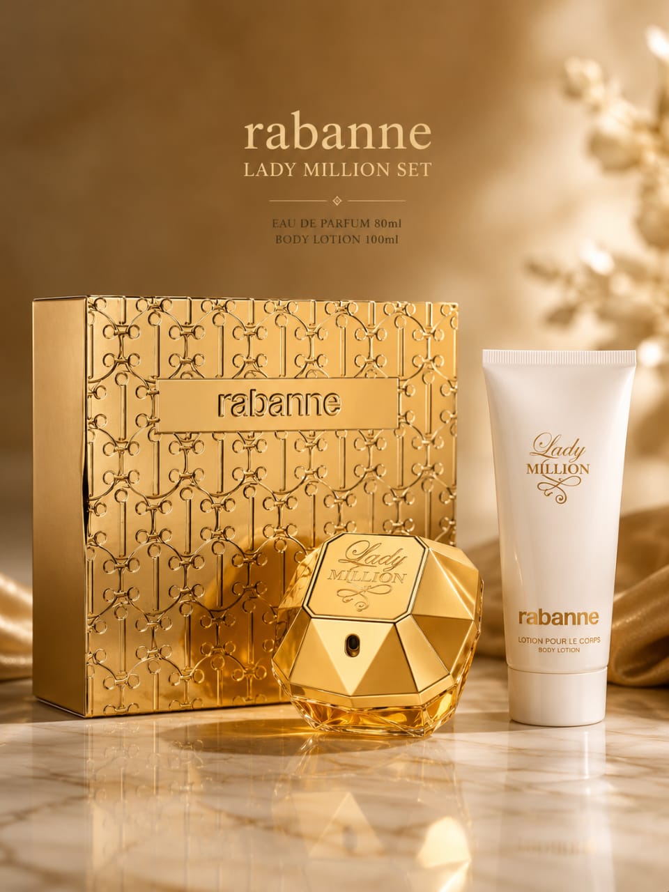 Rabanne Lady Million Set Eau de Parfum 80ml & Body Lotion 100ml