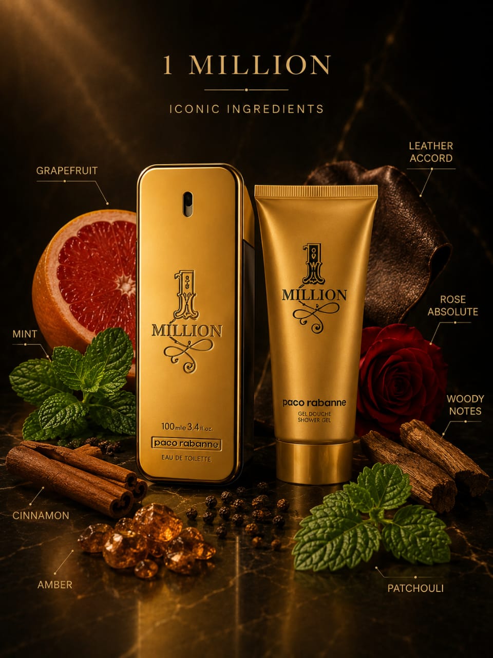 Paco Rabanne 1 Million Eau de Toilette 100ml + Shower Gel Gift Set for Men