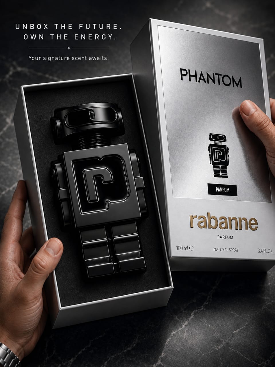 Rabanne Phantom Parfum 100ml for Men – Aromatic Woody Amber Fragrance