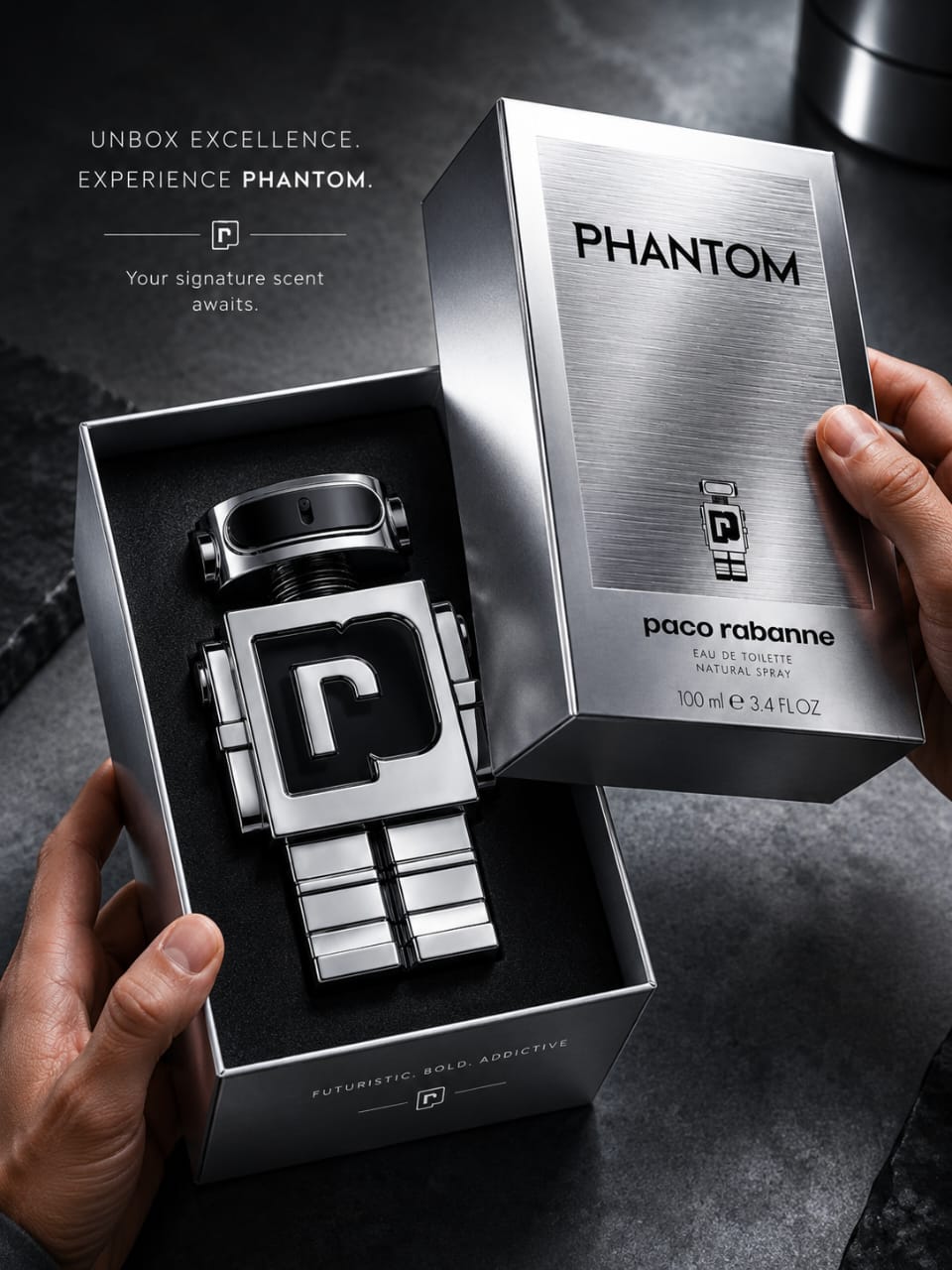 Rabanne Phantom Eau de Toilette 100ml for Men – Futuristic Aromatic Fragrance