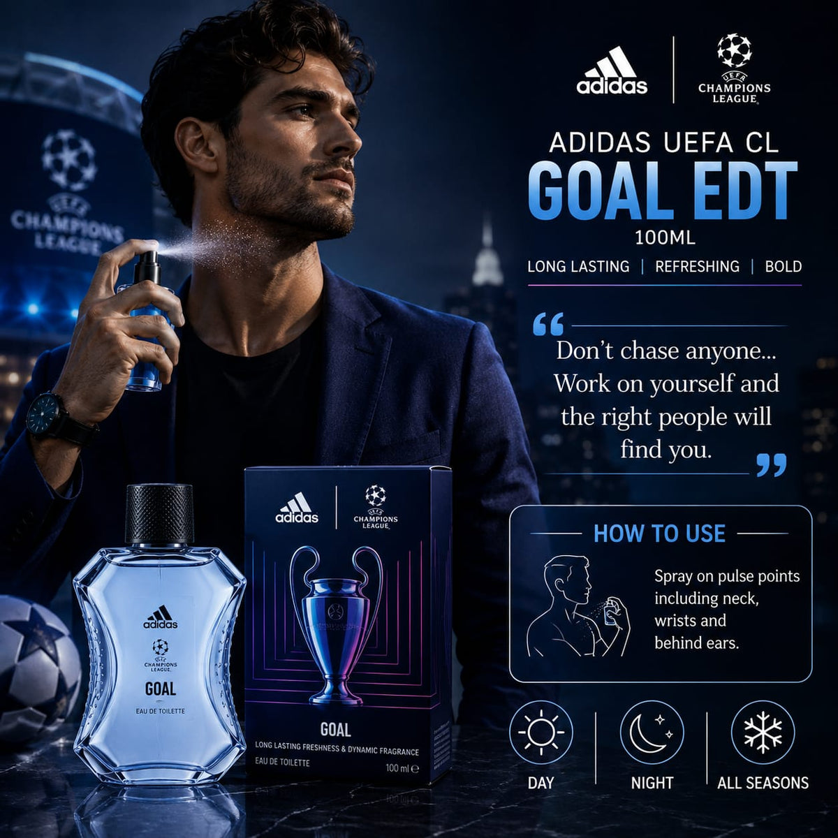 adidas UEFA Champions League Goal Eau de Toilette 100ml for Men