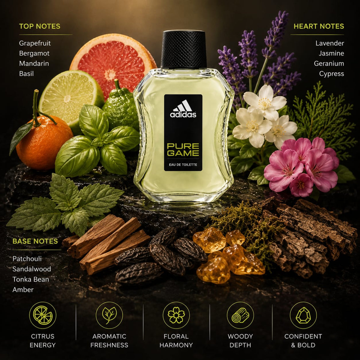adidas Pure Game Eau de Toilette for Men – 100 ml