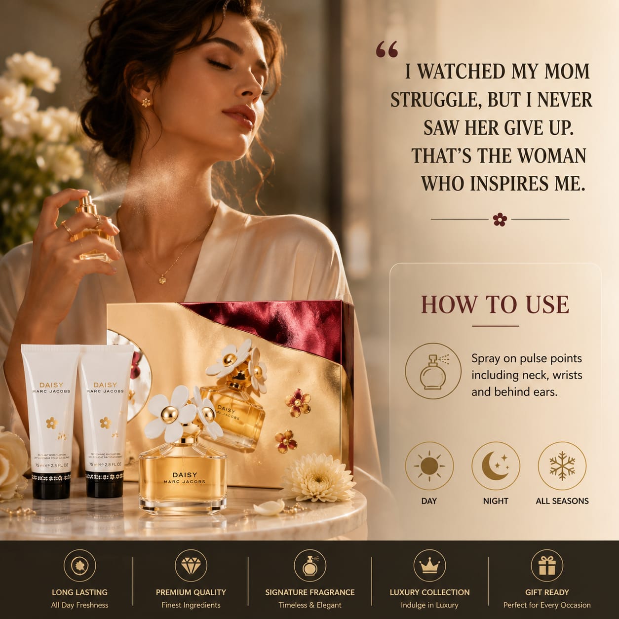 Marc Jacobs Daisy Perfume Gift Set with 75 ml Body Lotion & 75 ml Shower Gel