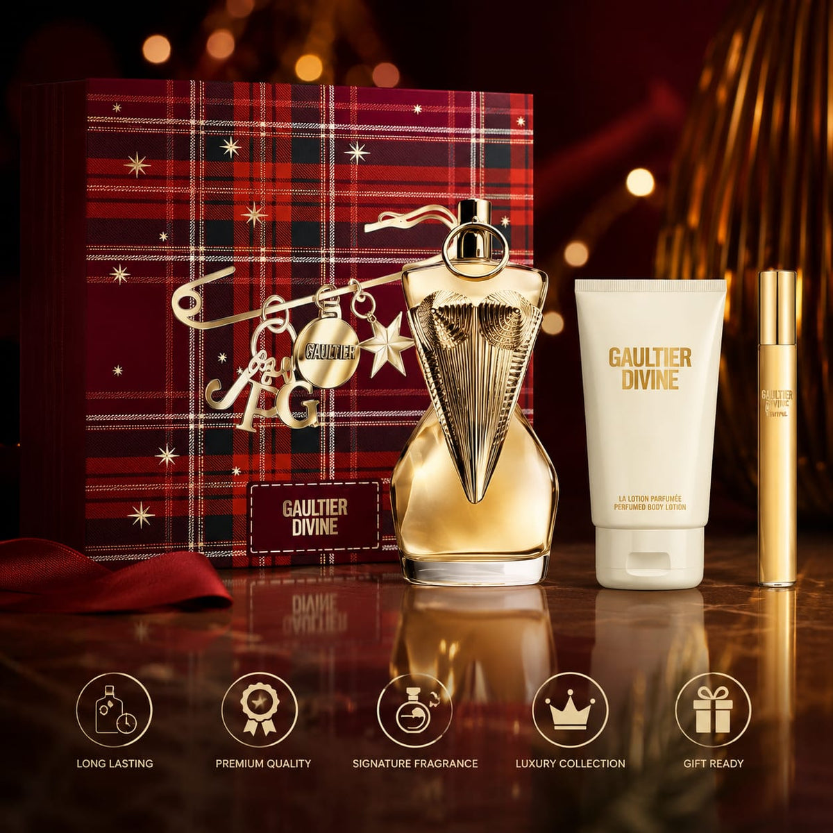 Jean Paul Gaultier Gaultier Divine Eau de Parfum Gift Set 100ml + Body Lotion 75ml + Travel Spray 10ml