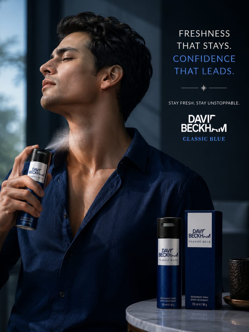 David Beckham Classic Blue Deodorant Spray for Men 150ml