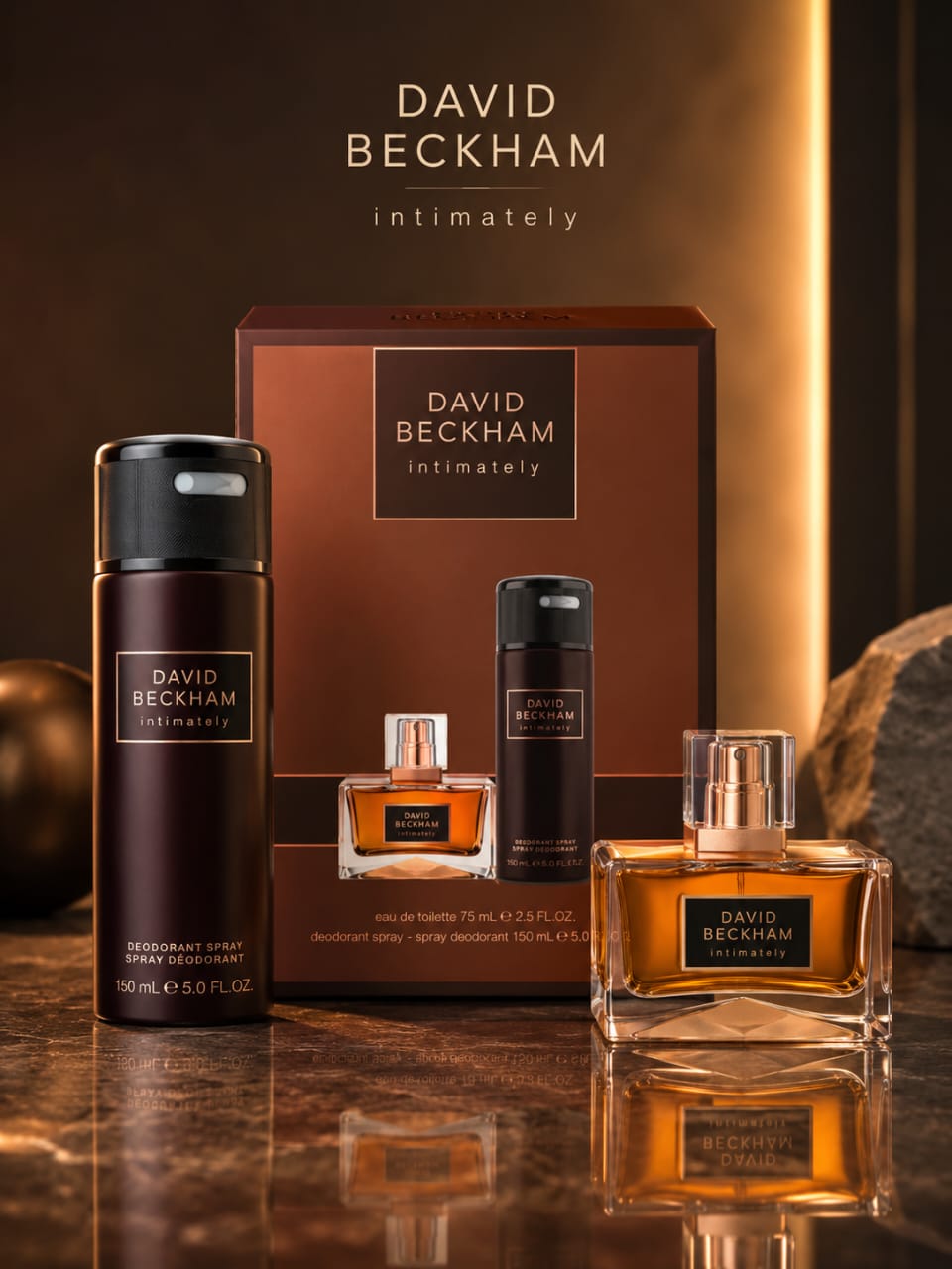David Beckham Intimately Eau de Toilette for Men 75ml with Deodorant Spray 150ml