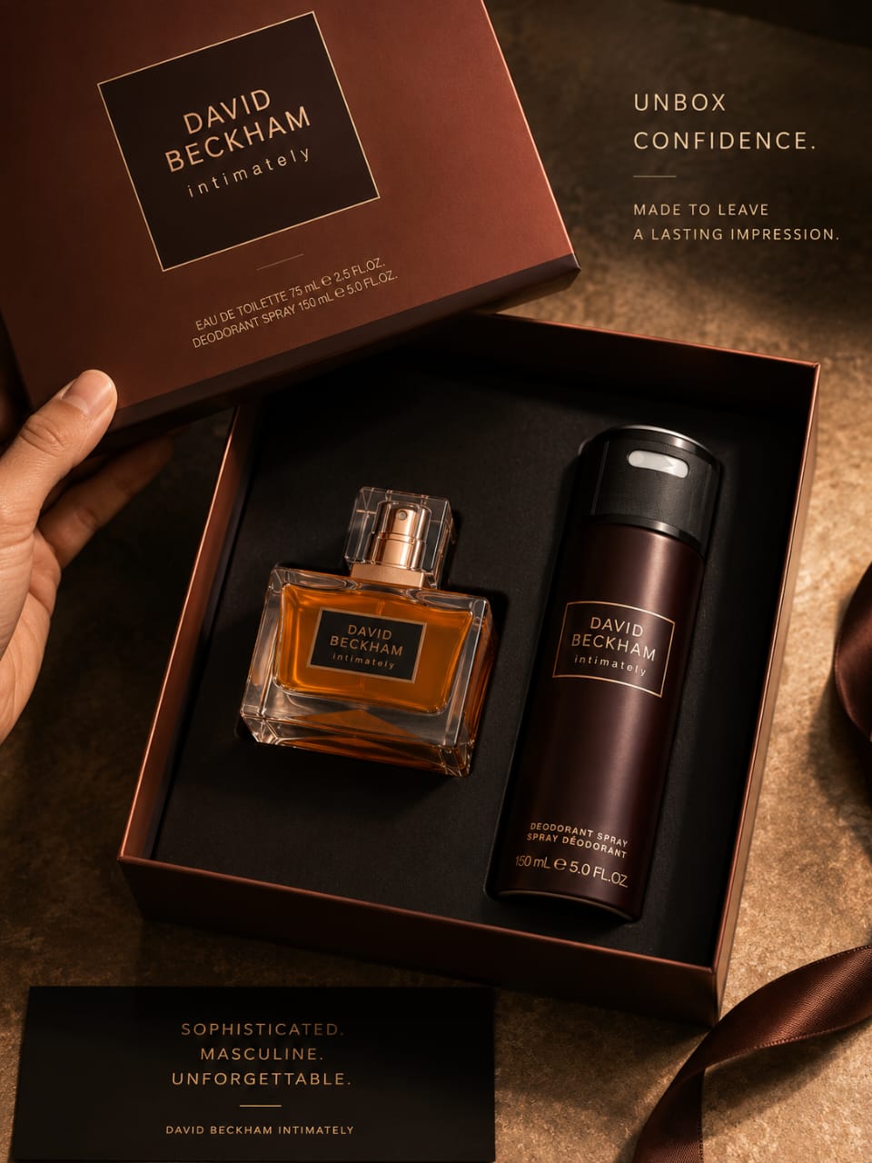 David Beckham Intimately Eau de Toilette for Men 75ml with Deodorant Spray 150ml