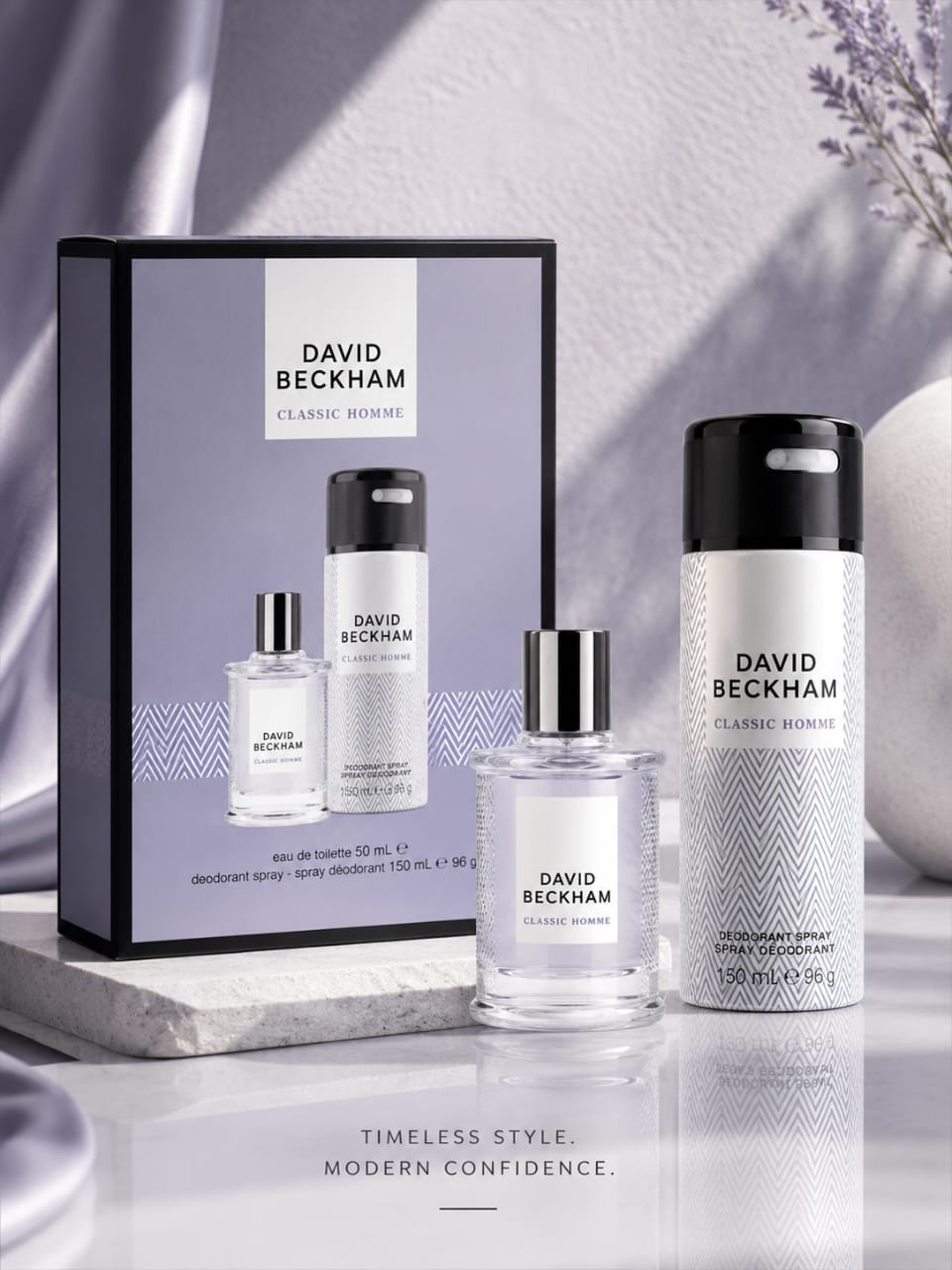 David Beckham Classic Homme 2-Piece Fragrance Set – Eau de Toilette 50ml + Deodorant Spray 150ml