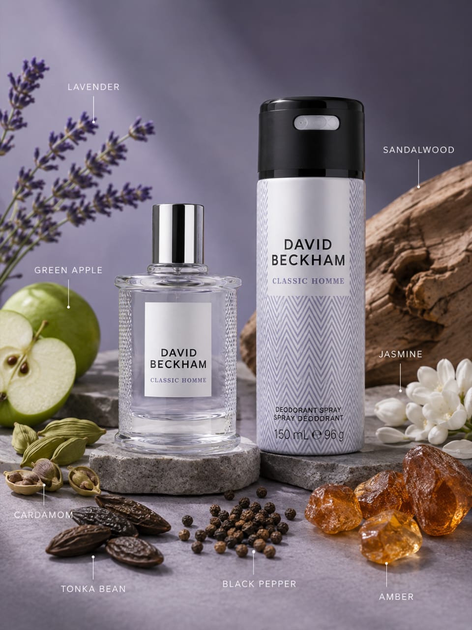 David Beckham Classic Homme 2-Piece Fragrance Set – Eau de Toilette 50ml + Deodorant Spray 150ml