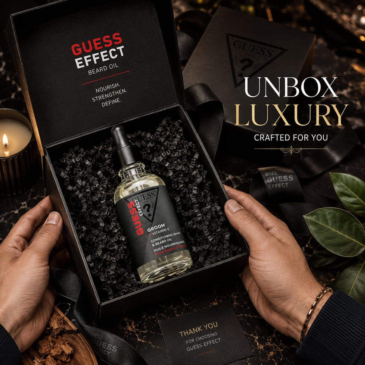 GUESS Effect Beard Oil Groom + Vitamin E – Conditioning Shave & Beard Oil