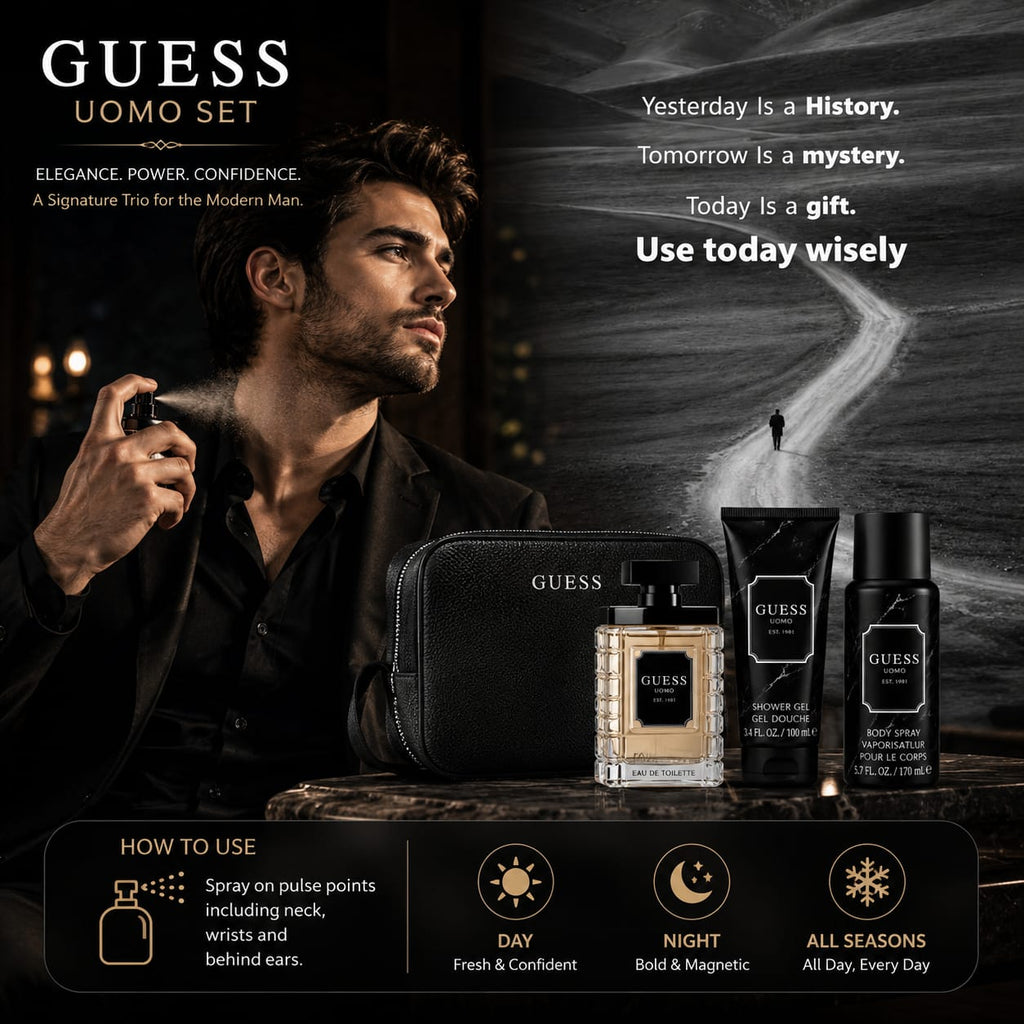 Guess Uomo Set(EDT 100+Shower Gel 100+Body Spray 170+Pc)