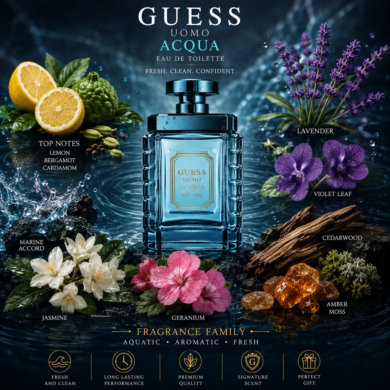 GUESS Uomo Acqua Eau de Toilette for Men 100ml