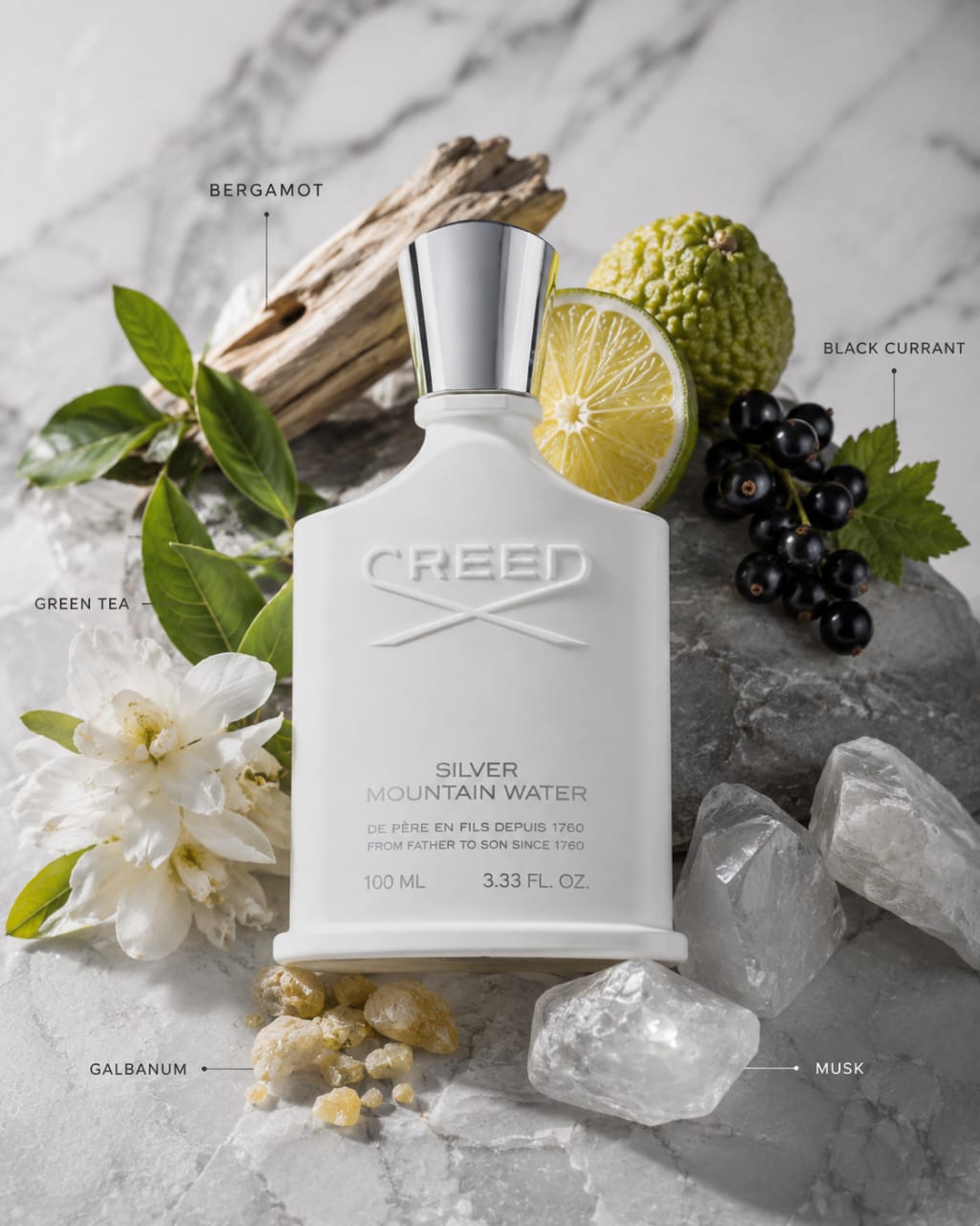 Creed Silver Mountain Water Eau de Parfum 100ml – Unisex Citrus, Fruity & Woody Fragrance