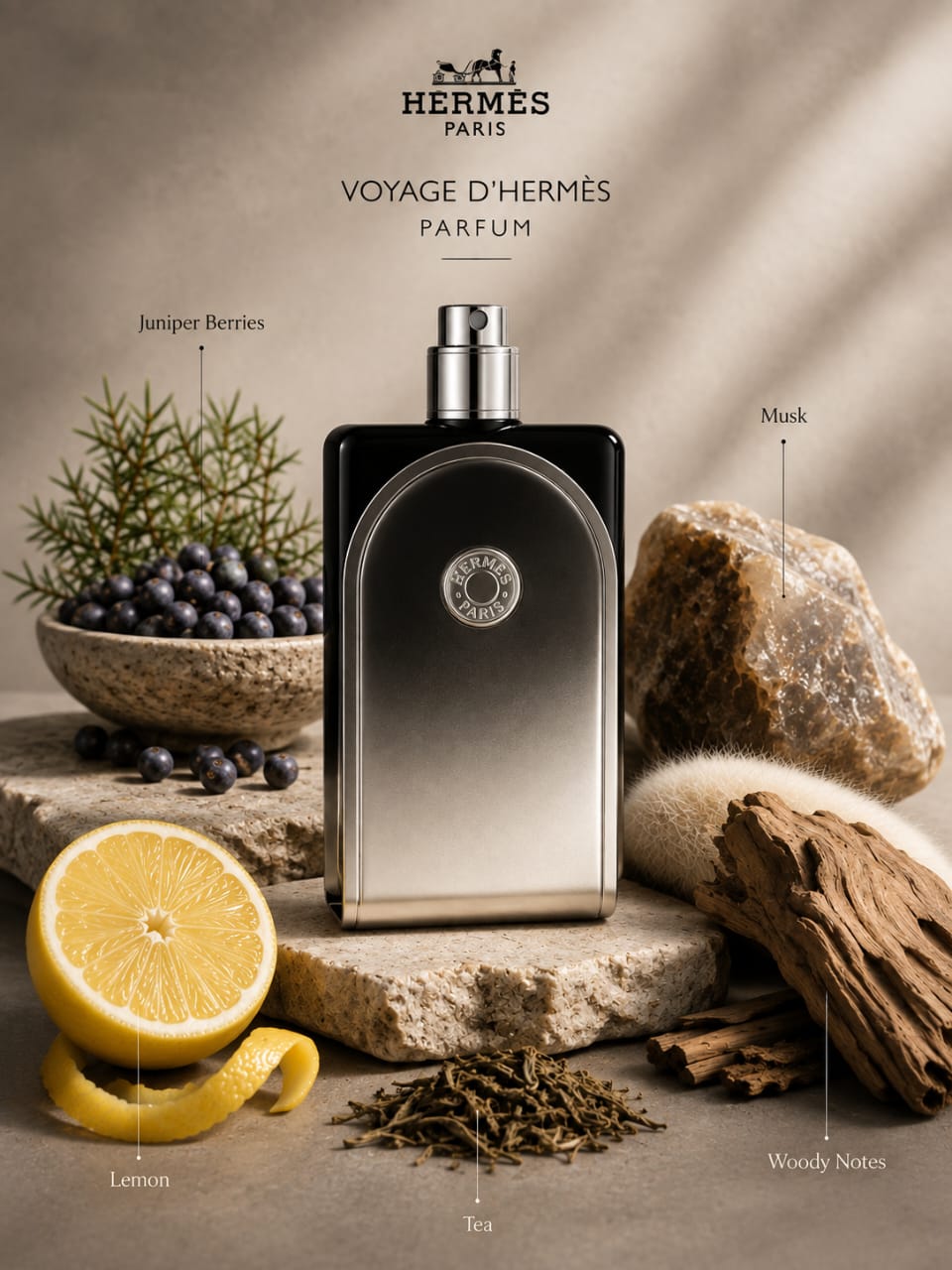 Hermès Voyage d’Hermès Parfum 100ml – Woody Amber Unisex Fragrance