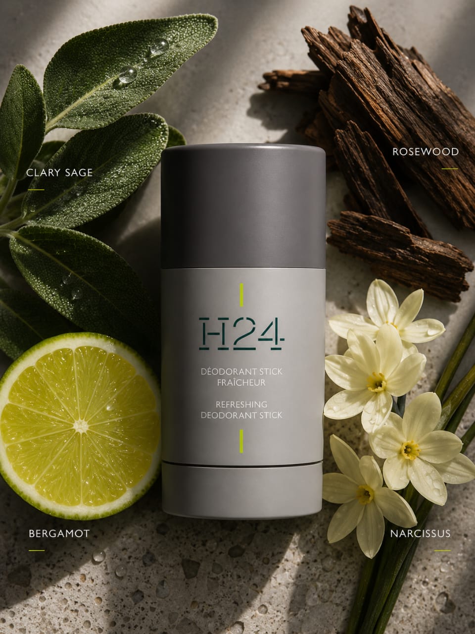 Hermès H24 Deodorant Stick 75g – Refreshing Citrus, Sage & Cedarwood