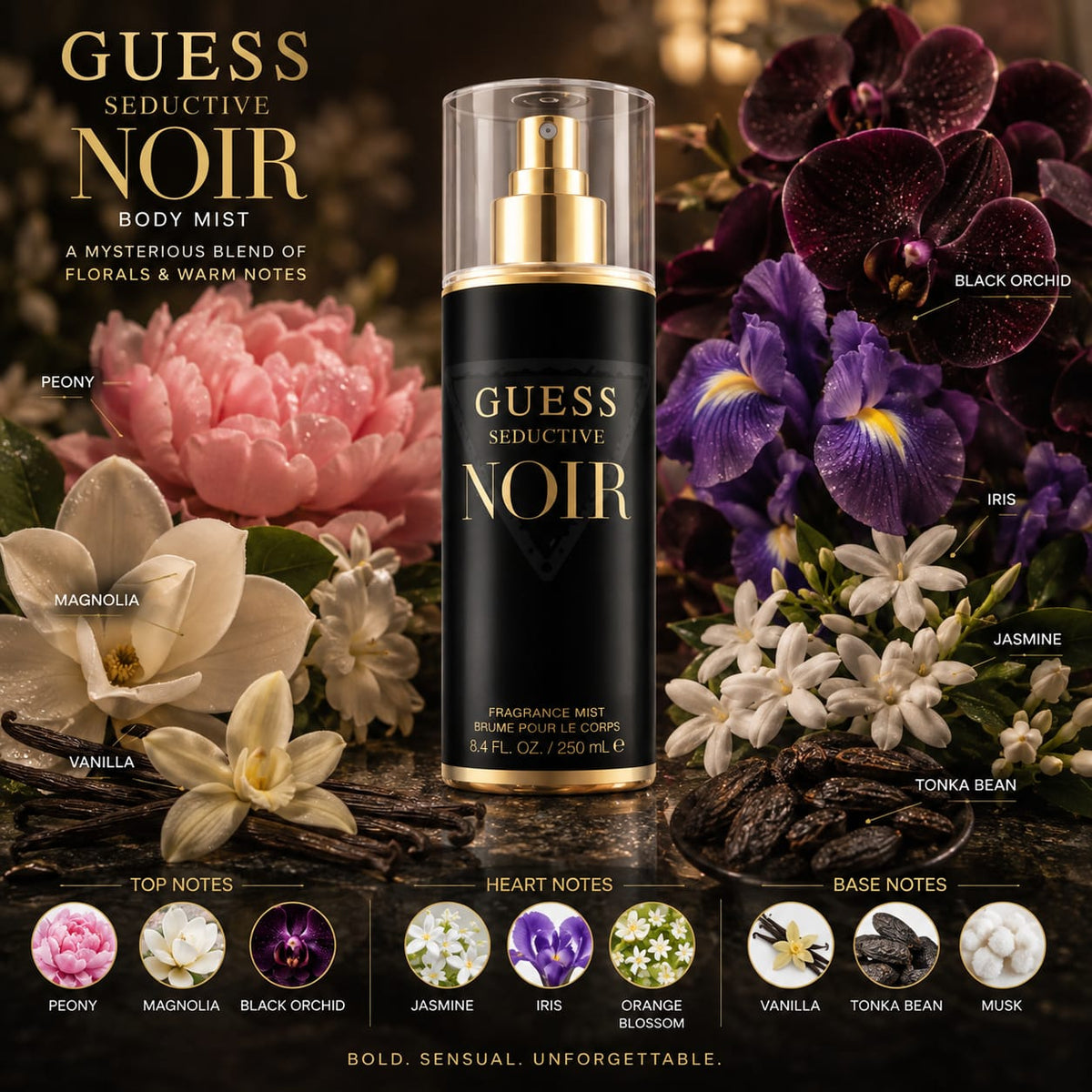 GUESS Seductive Noir Fragrance Mist 250ml – Luxury Body Mist