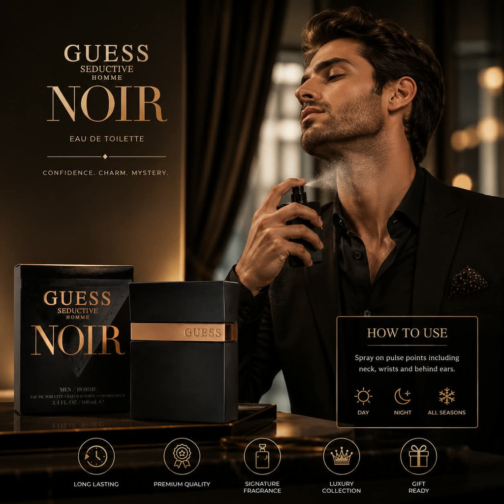 GUESS Seductive Homme Noir Eau de Toilette for Men 100ml