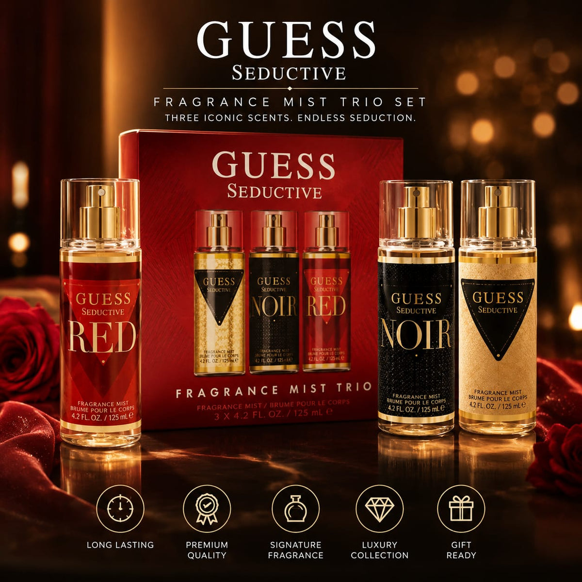 GUESS Seductive Fragrance Mist Trio Set – 3 x 125ml