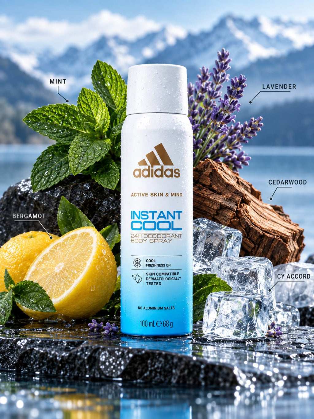 Adidas Instant Cool 24H Deodorant Body Spray 100ml