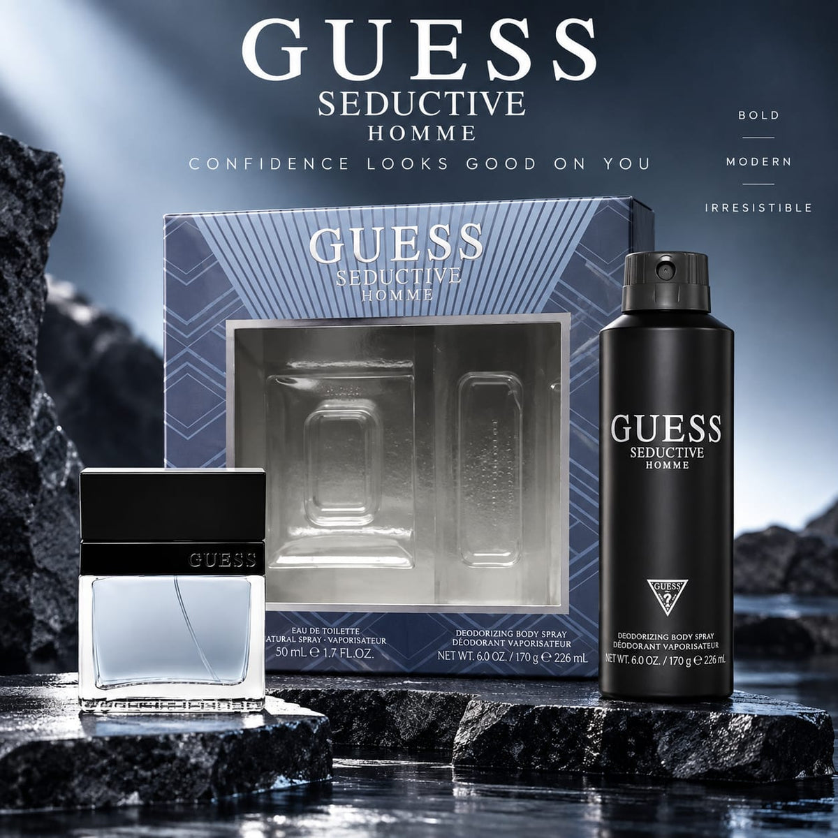 GUESS Seductive Homme Man Set – Eau de Toilette 50ml + Body Spray 170g